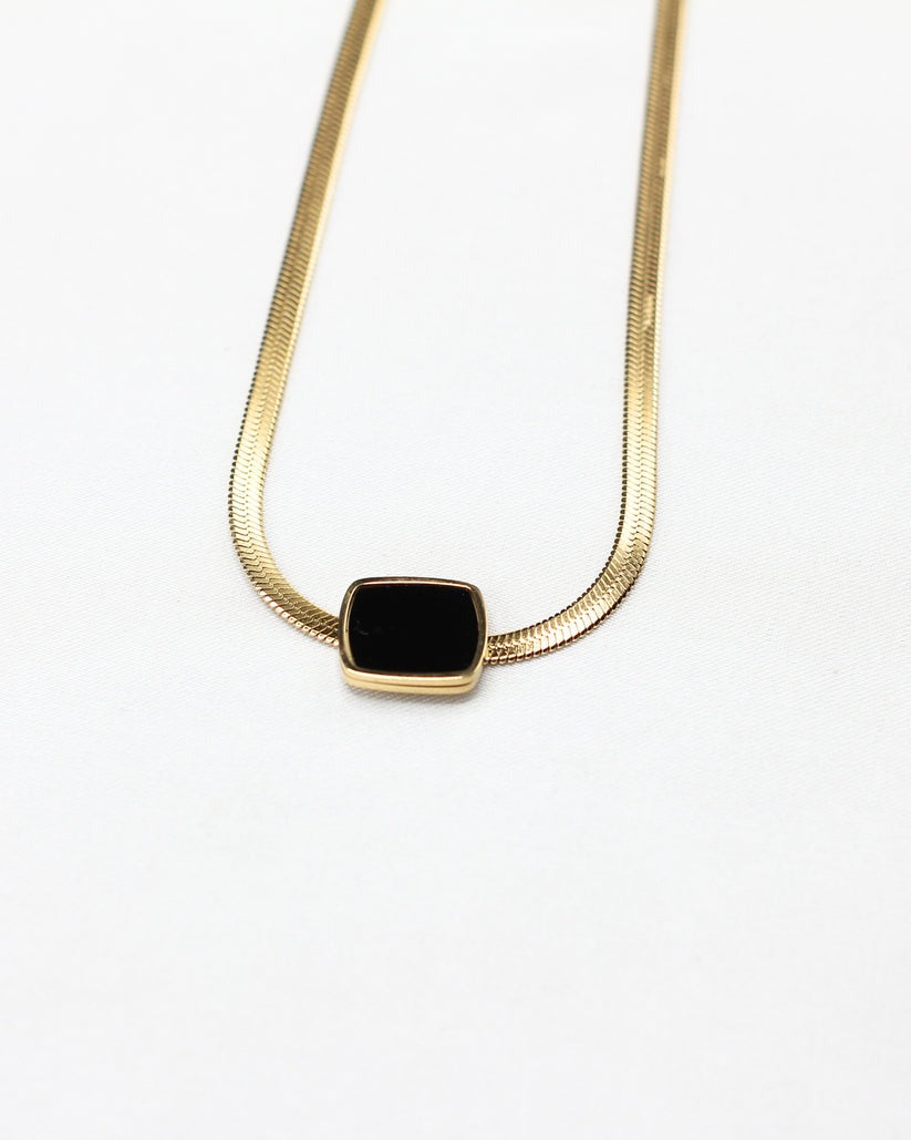 Black Square Snake Chain Necklace