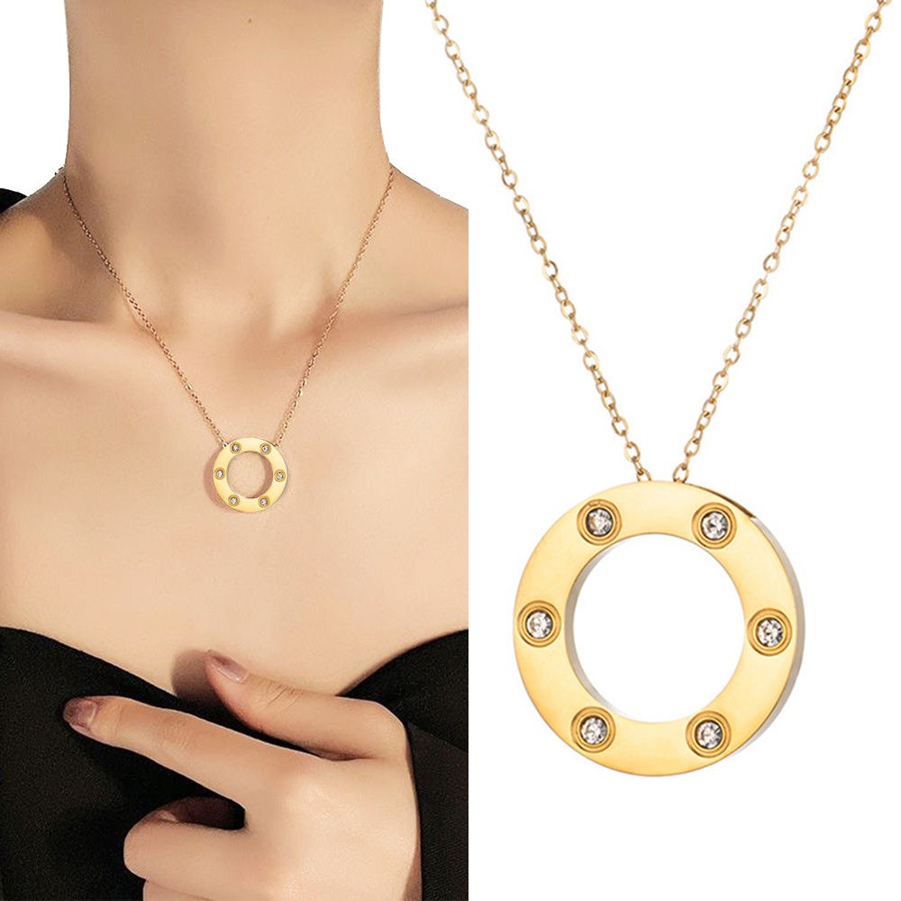 Inlaid Diamond Ring Necklace