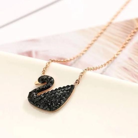 Crystal Black Swan Necklace