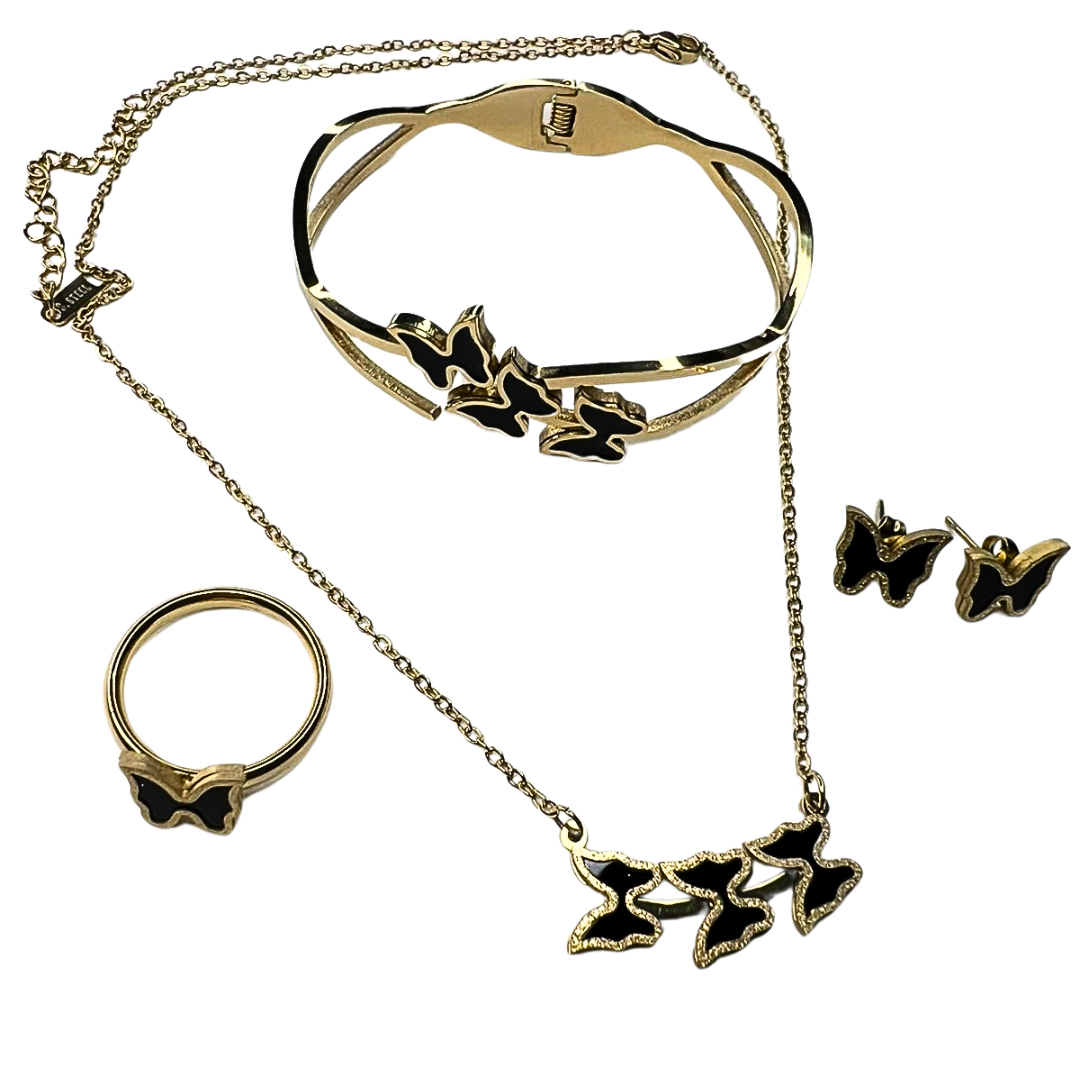 Elegant Butterfly Jewellery Set - Black