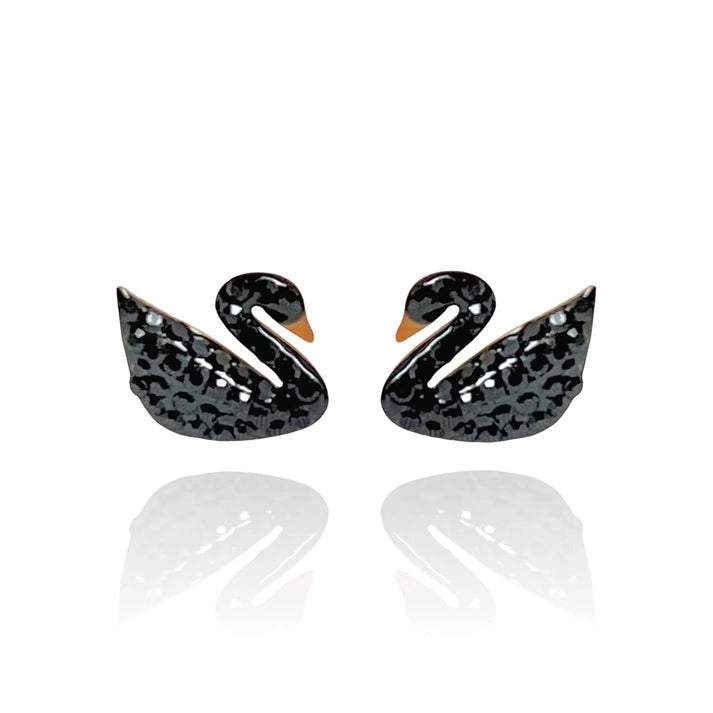 Crystal Black Swan Earrings