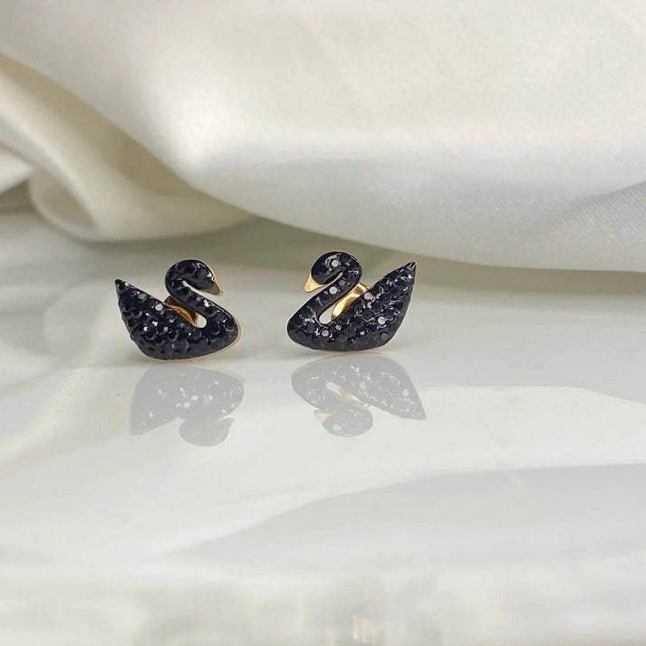 Crystal Black Swan Earrings