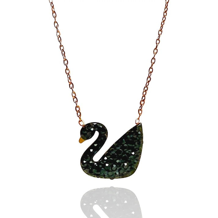 Crystal Black Swan Necklace